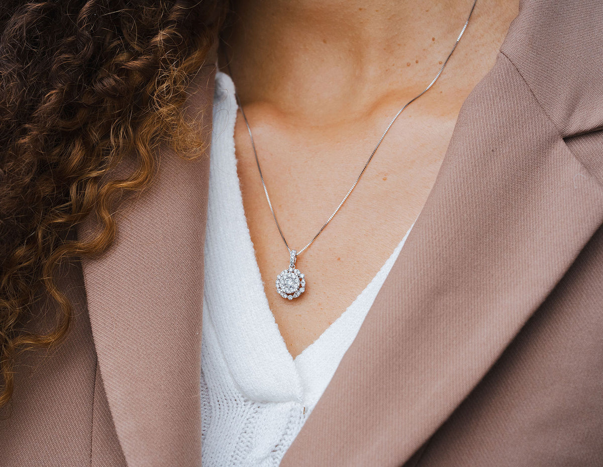 3/4ct. t.w. Diamond Cluster Pendant in 14K White Gold
