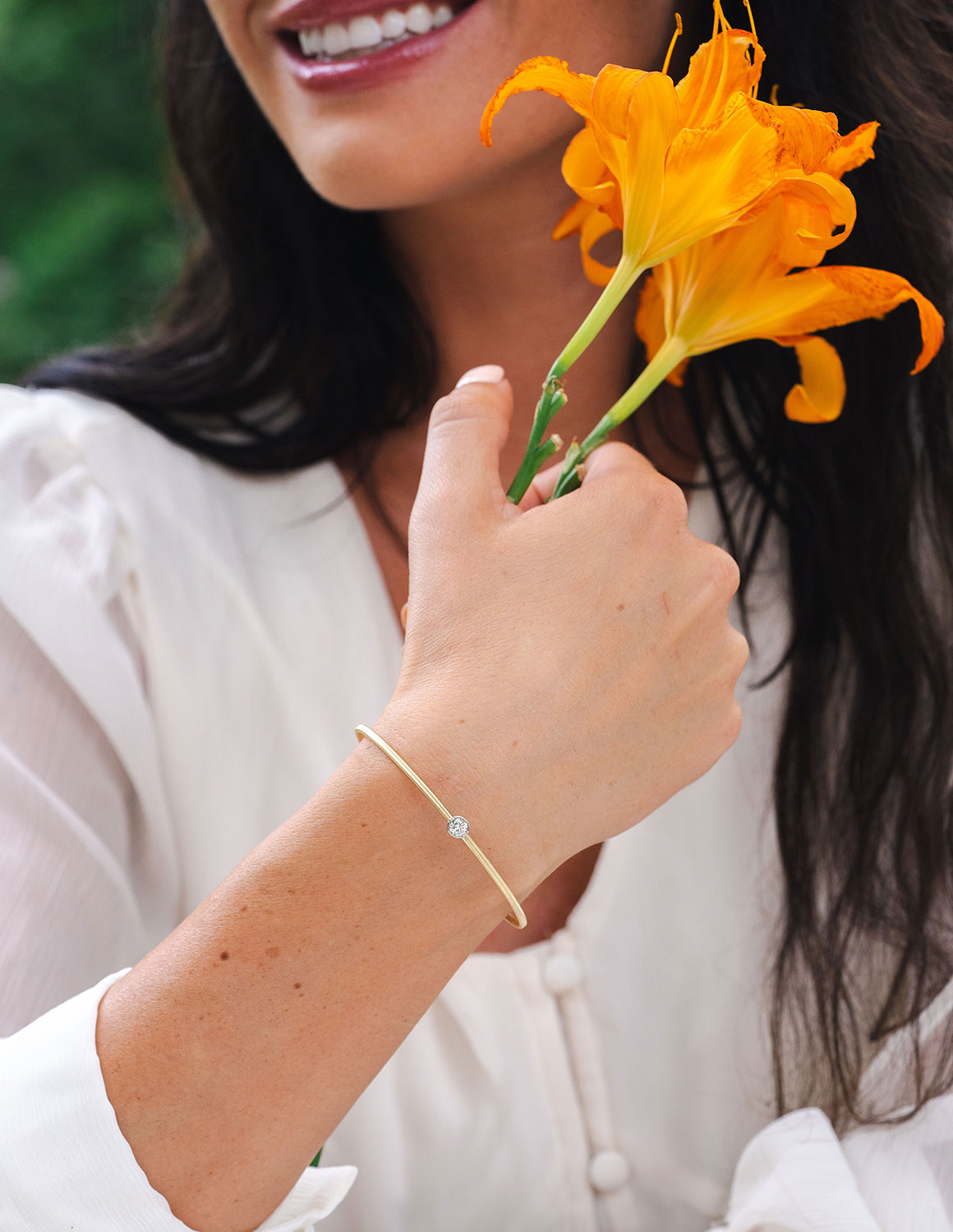 1/3ct. Diamond Flex Bangle Bracelet in 14K Yellow and White Gold