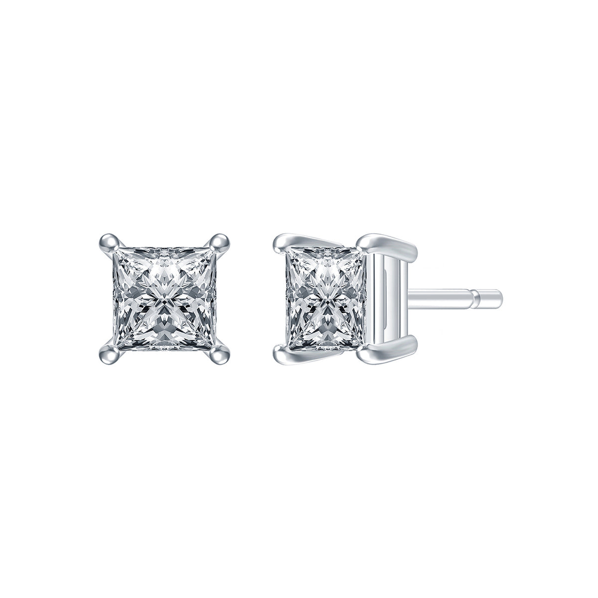 1/7ct. t.w. Princess Cut Diamond Stud Earrings in 14K White Gold