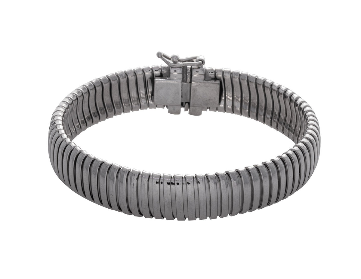 7" Ribbed Tubogas Bracelet in Sterling Silver