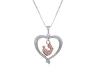 .01ct. Diamond Heart Pendant in 10K Rose Gold and Sterling Silver