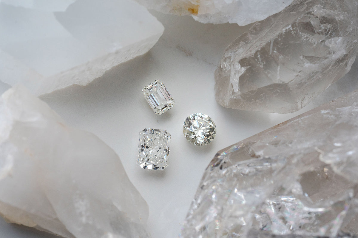 Diamonds of different carat weights compared