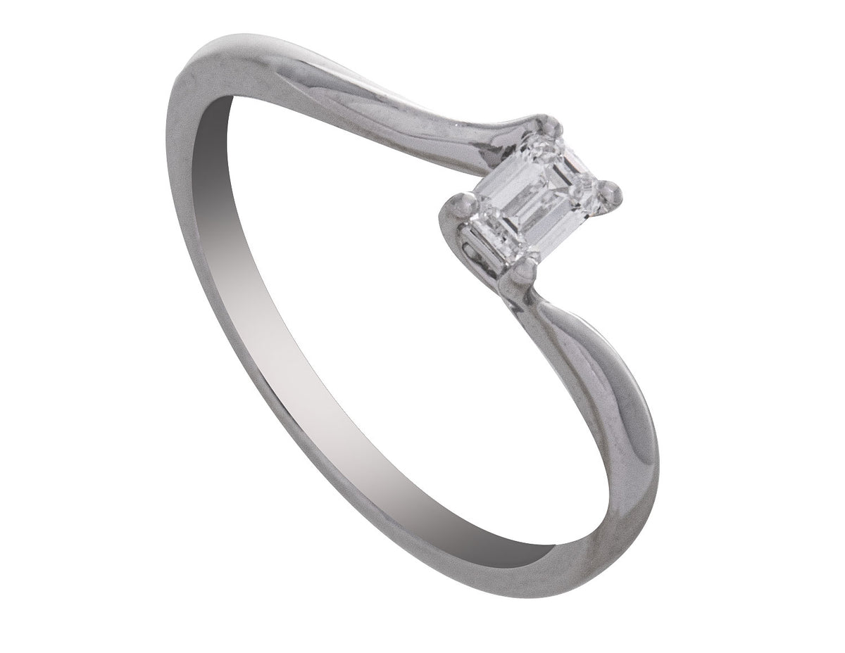 1/4ct. Emerald Cut Newborn Lab Created Diamond Promise Ring in 10K White Gold