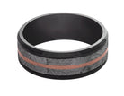 Mixed Media Wedding Band in Black Zirconium Meteorite & 14K Rose Gold
