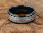 Mixed Media Wedding Band in Black Zirconium Meteorite & 14K Rose Gold