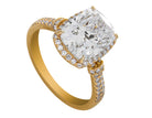 4 2/5ct. t.w. Elongated Cushion Cut Newborn Lab Created Diamond Engagement Ring in 14K Yellow Gold