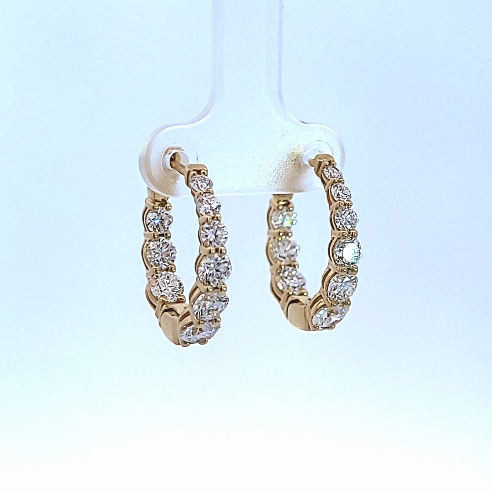 3ct. t.w. Diamond Hoop Earrings in 14K Yellow Gold