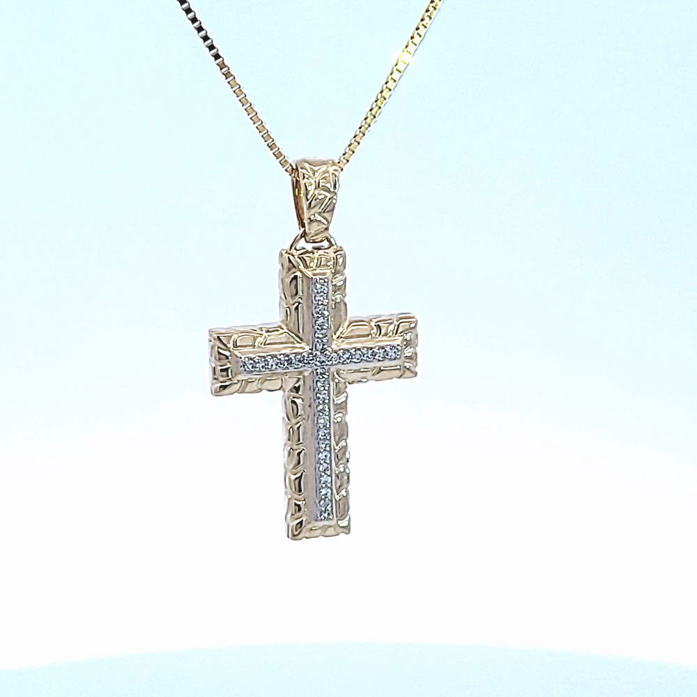 1/10ct. t.w. Diamond Cross Pendant in 10K Yellow Gold