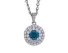 3/4ct. t.w. Blue and White Diamond Halo Pendant in 14K White Gold