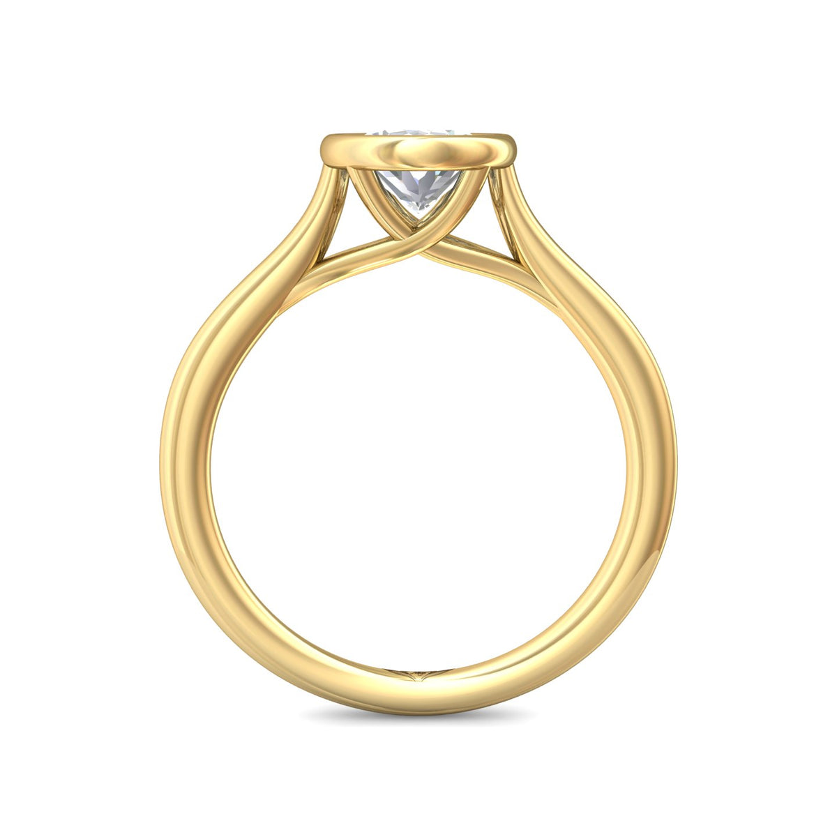 Bezel Set Solitaire Engagement Ring in 14K Yellow Gold