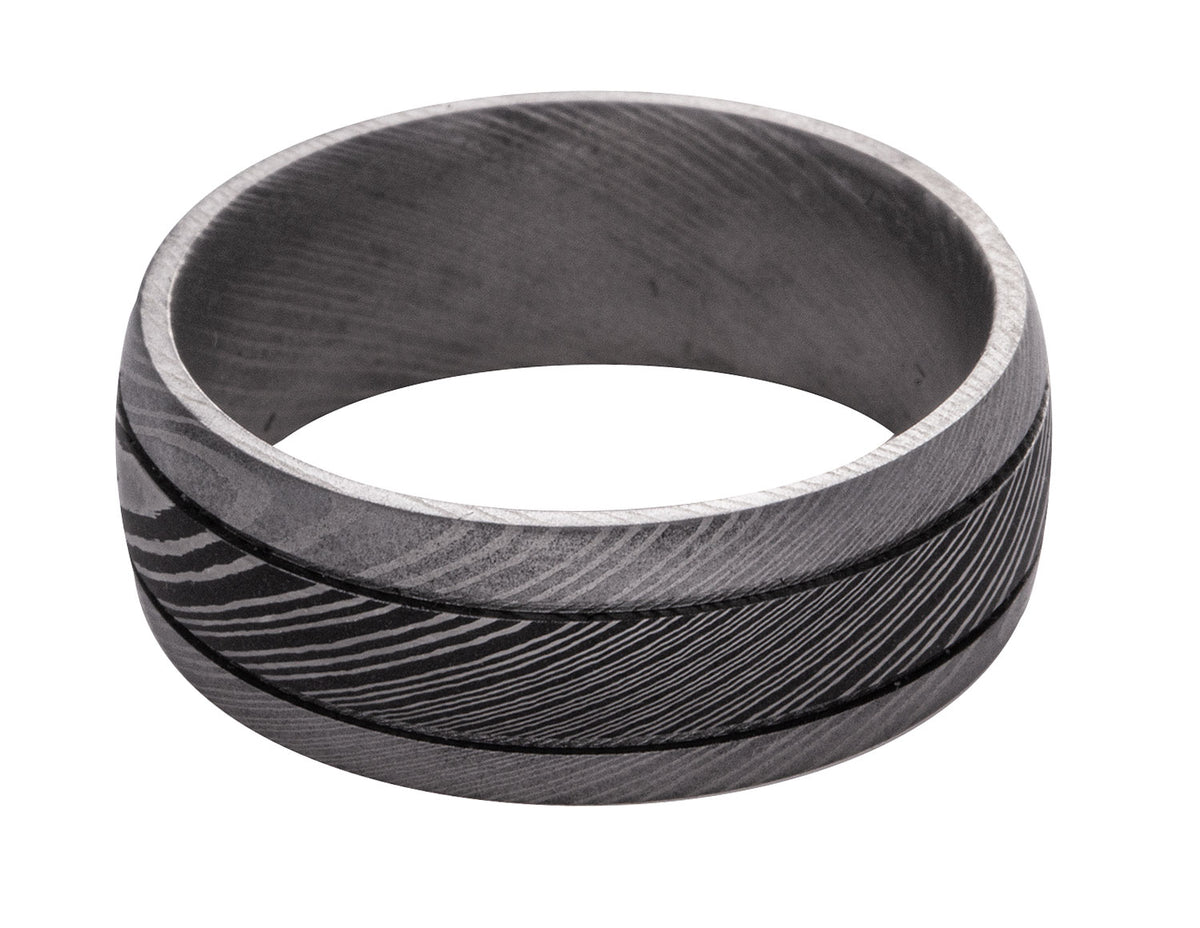 8mm Damascus Steel Wedding Ring