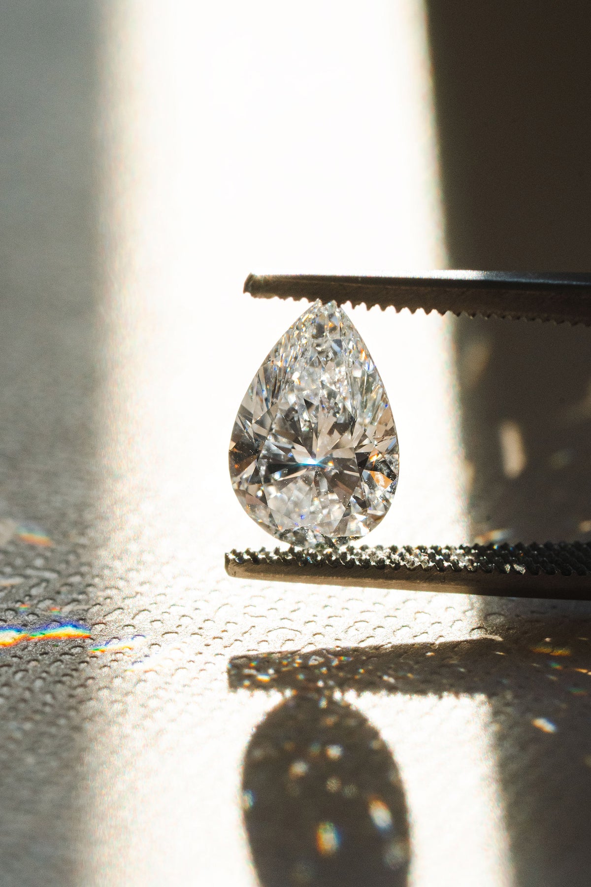 Close-up of a well-cut diamond reflecting light