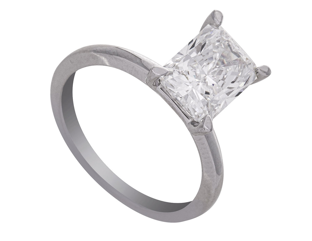 3ct. Radiant Cut Newborn Lab Created Solitaire Engagement Ring in 14K White Gold