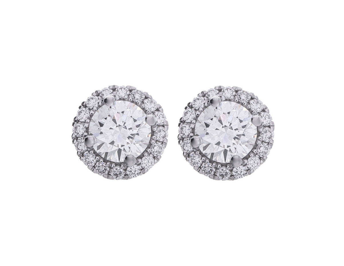 2 1/2ct. t.w. Diamond Halo Stud Earrings in 14K White Gold