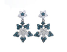 1 5/8ct. t.w. Blue and White Diamond Flower Earrings in 14K White Gold