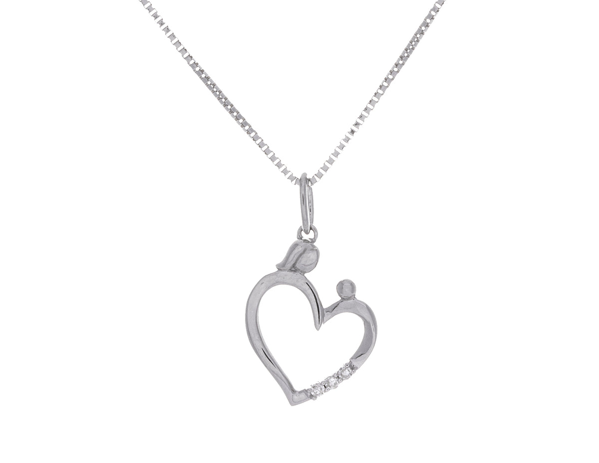 .03ct. t.w. Diamond Mother's Heart Pendant in Sterling Silver