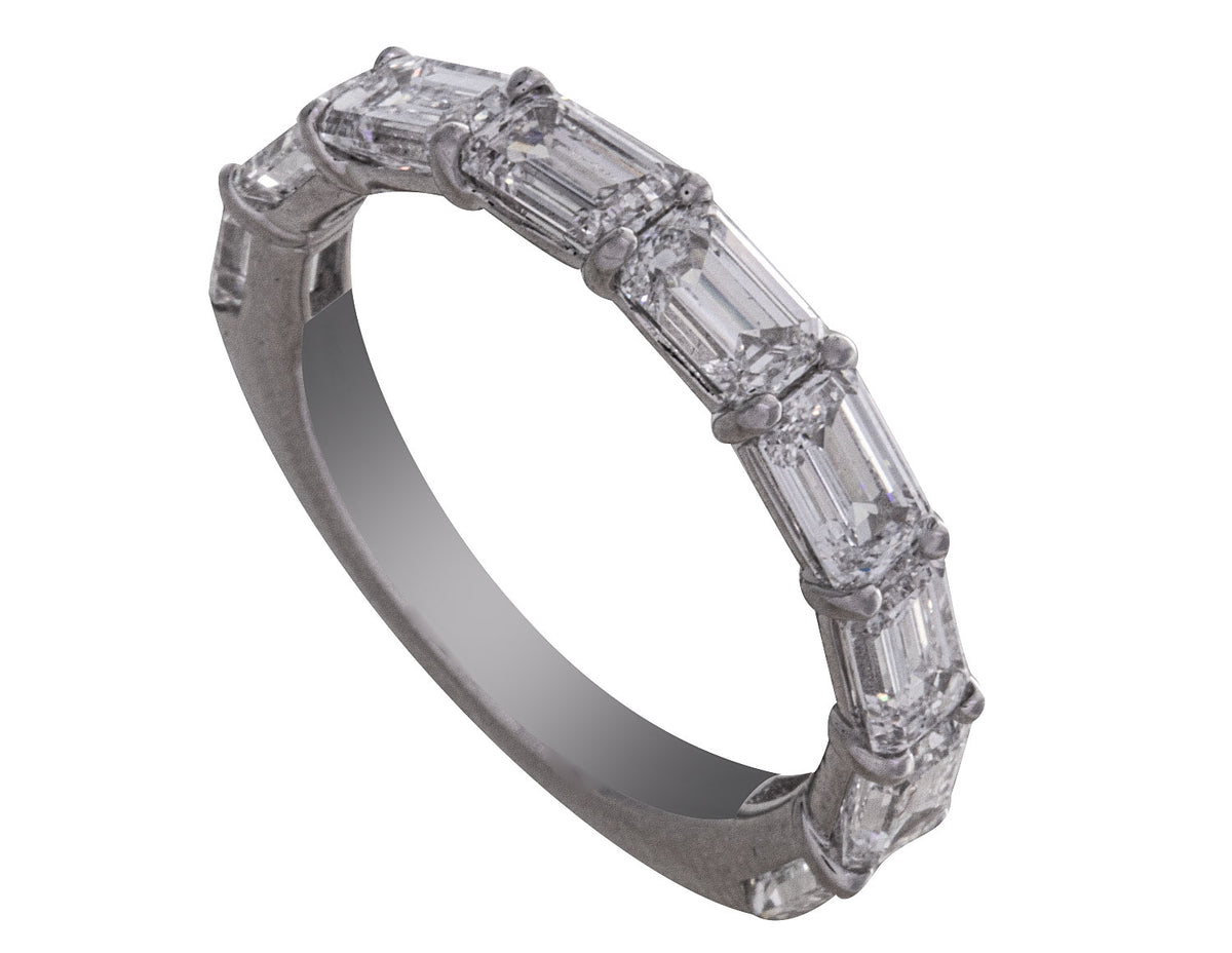 3ct. t.w. Emerald Cut Newborn Lab Created Diamond Anniversary Ring in 14K White Gold