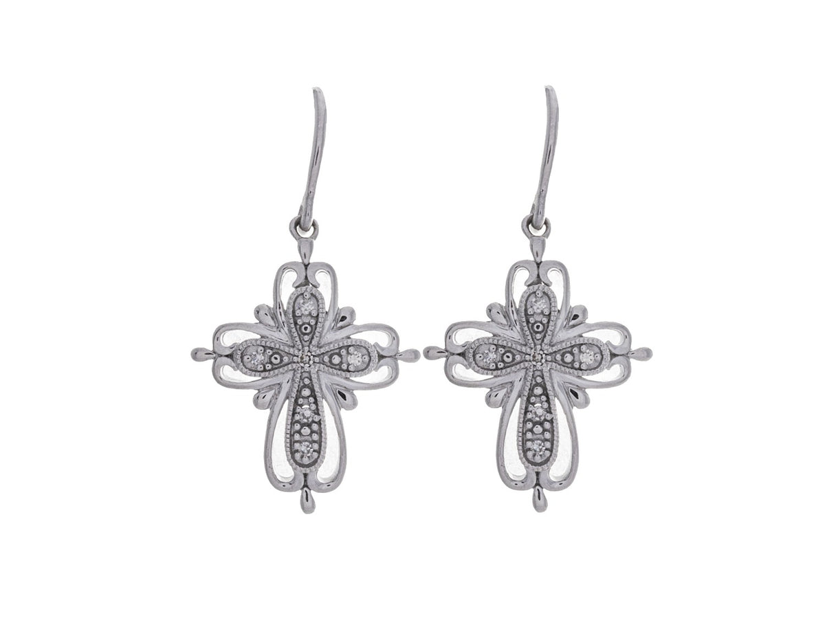 .05ct. t.w. Diamond Cross Earrings in Sterling Silver
