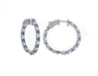 1 3/4ct. t.w. Blue and White Diamond Alternating Hoop Earrings in 14K White Gold