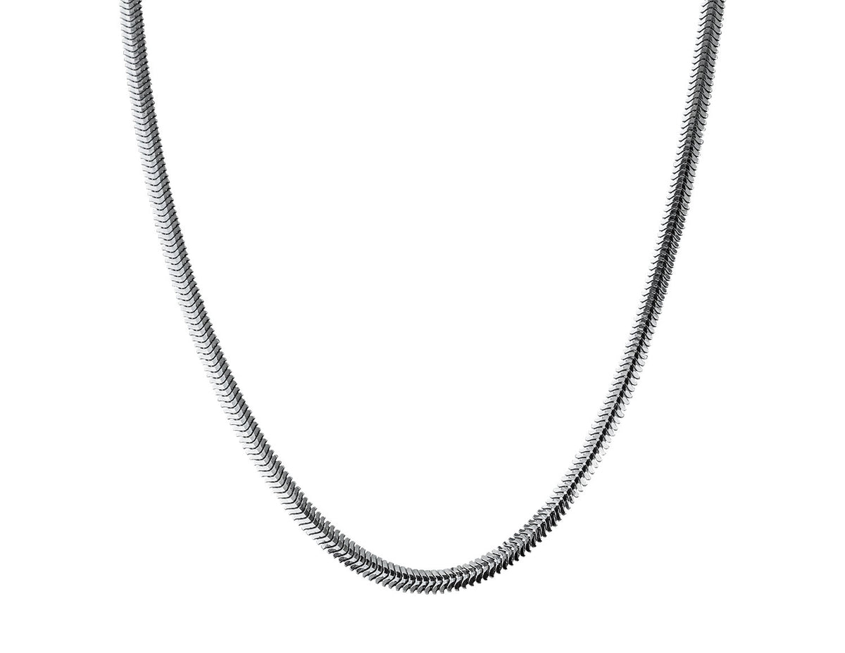 16" Diamond Cut Flat Oval Snake Chain in Sterling Silver