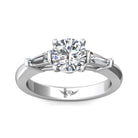 1/2ct. t.w. Round and Baguette Cut Diamond Engagement Ring in 14K White Gold