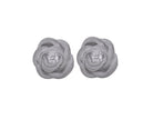 .05ct. t.w. Diamond Rose Flower Earrings in Sterling Silver