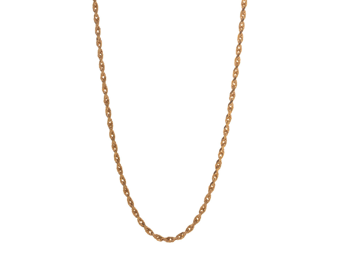 16" 1.6mm Solid Diamond Cut Rope Chain in 10K Yellow Gold
