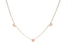 Pink Enamel Heart "Mom" Necklace in 14K Yellow Gold