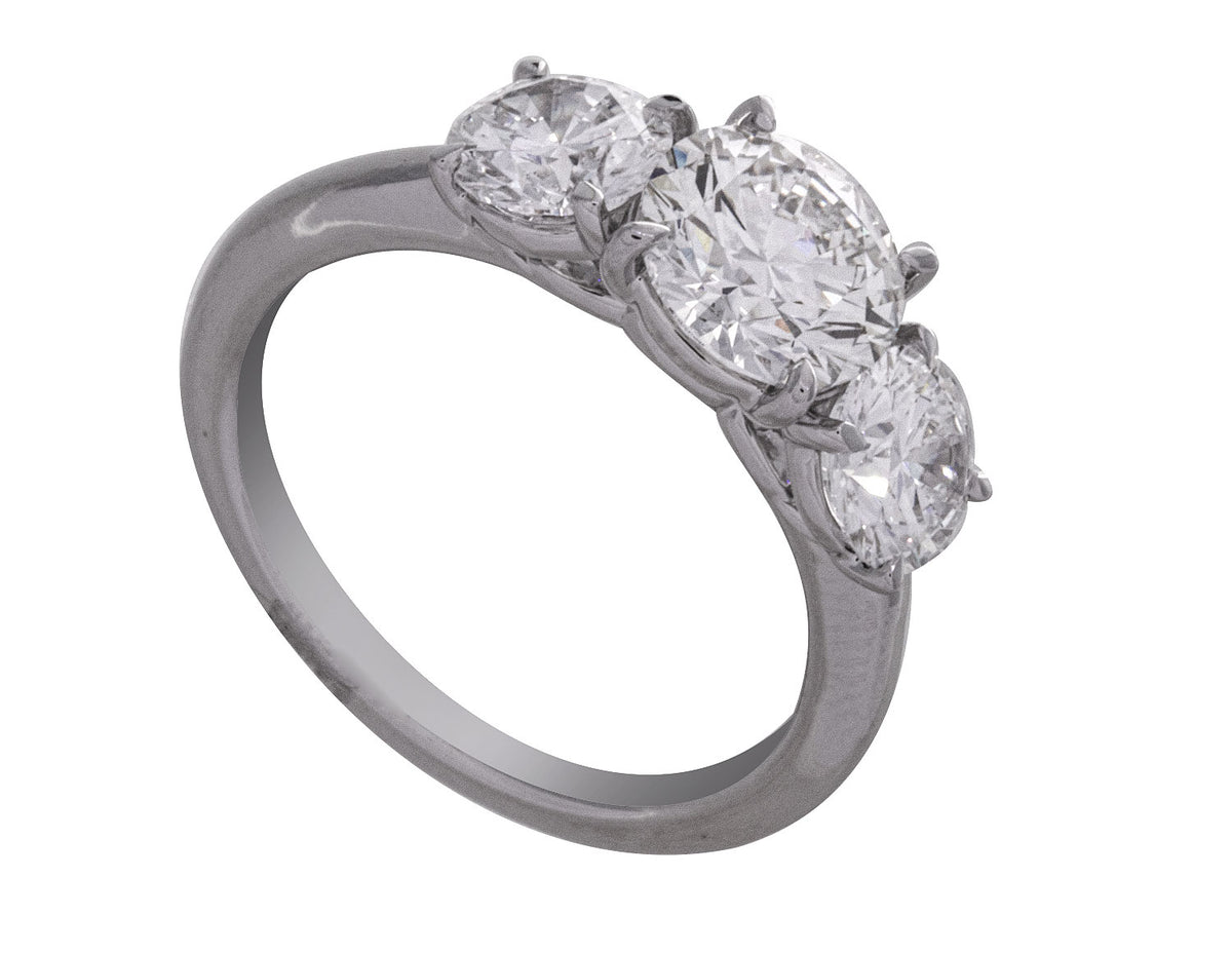 3ct. t.w. 3-Stone Round Brilliant Cut Anniversary Ring in 14K White Gold