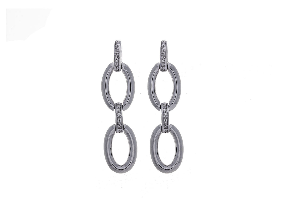 1/14ct. t.w. Diamond Drop Hoop Earrings in Sterling Silver