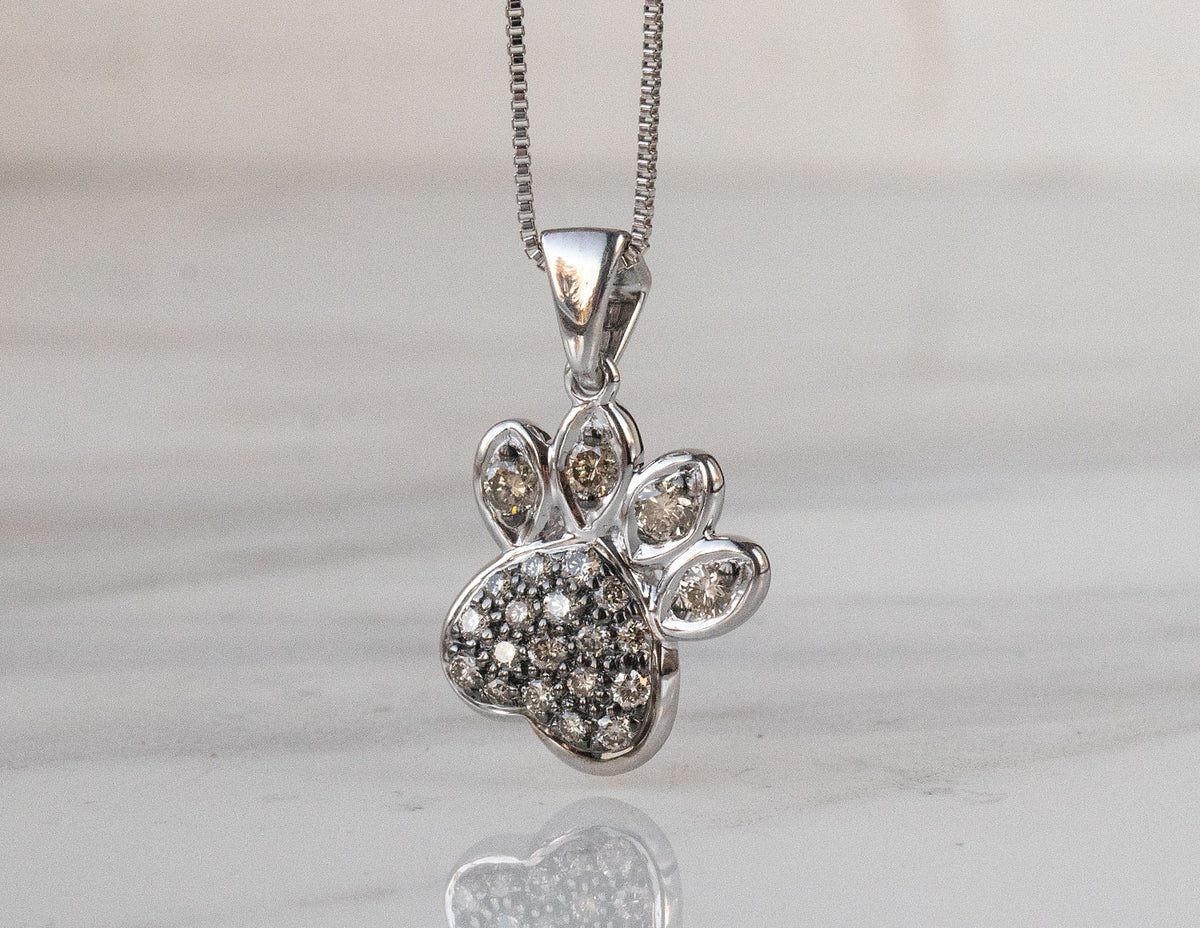 1/2ct. t.w. Brown Diamond Paw Print Pendant in Sterling Silver