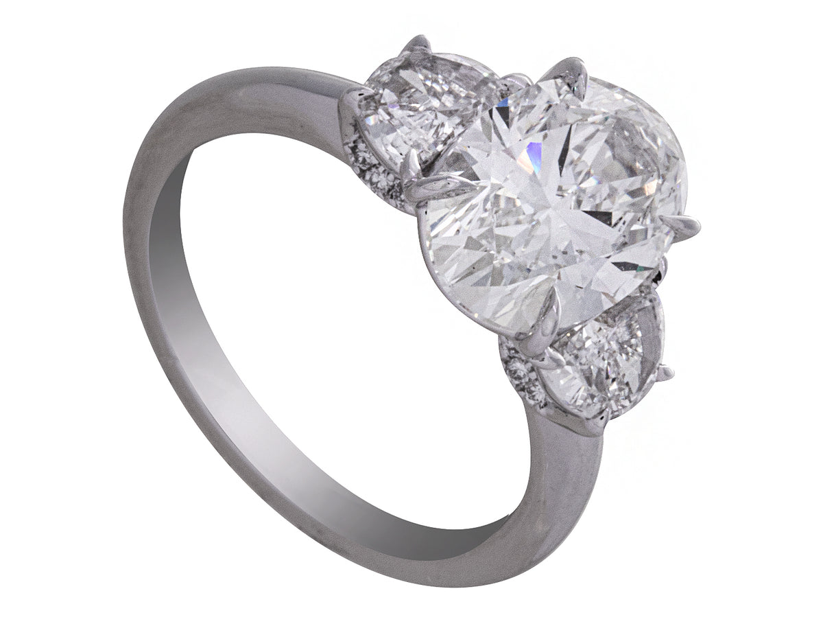3 7/8ct. t.w. Oval Cut Newborn Lab Created Diamond Engagement Ring in 14K White Gold
