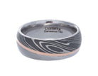 8mm Damascus Steel & 14K Rose Gold Comfort Fit Men's Wedding Ring