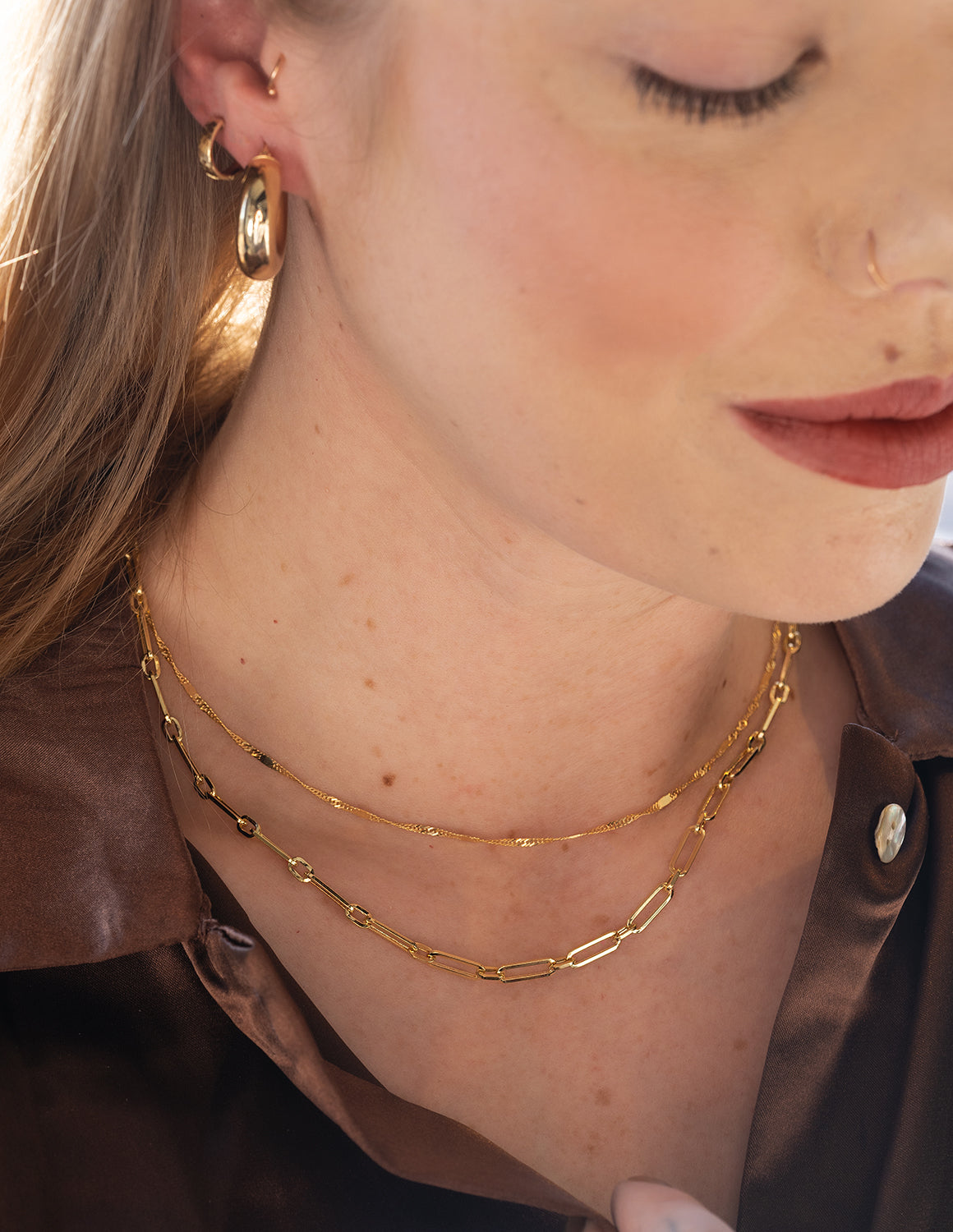 Flat Station Singapore Chain in 14K Yellow Gold