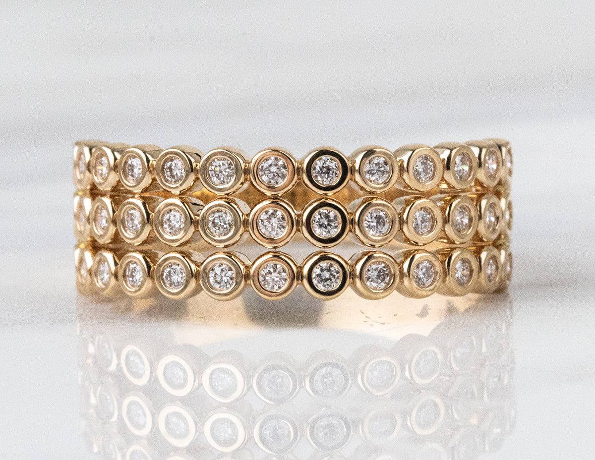 1/3ct. t.w. 3-Row Diamond Fashion Ring in 14K Yellow Gold
