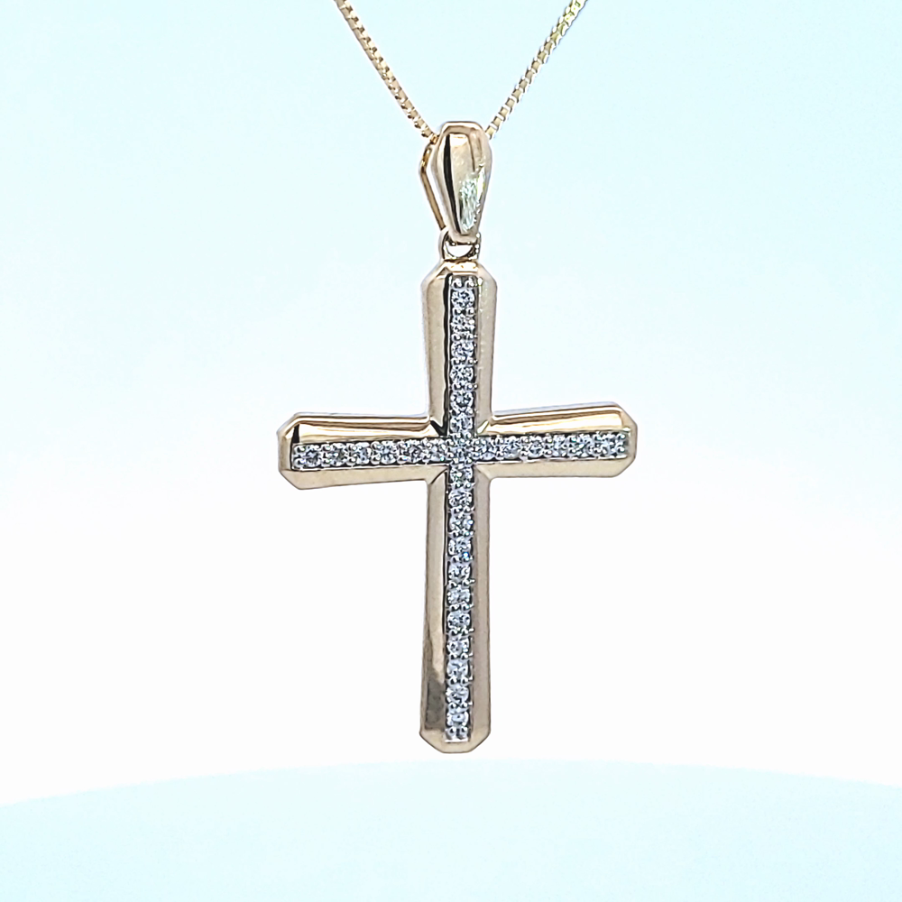 1/2ct. t.w. Diamond Cross Pendant in 10K Yellow Gold