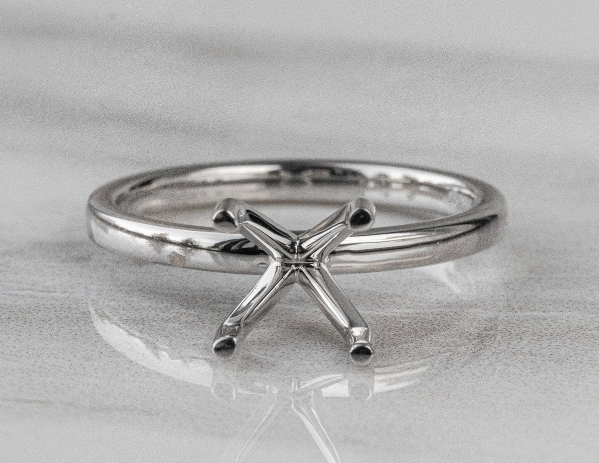 2mm Solitaire Engagement Ring in 14K White Gold