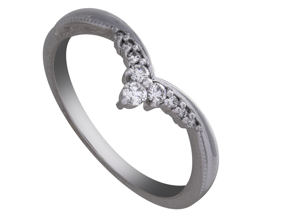 1/8ct. t.w. Chevron Diamond Wedding Ring in 14K White Gold