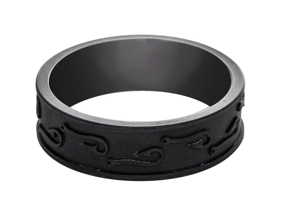 Fish Hook Wedding Ring in Black Zirconium
