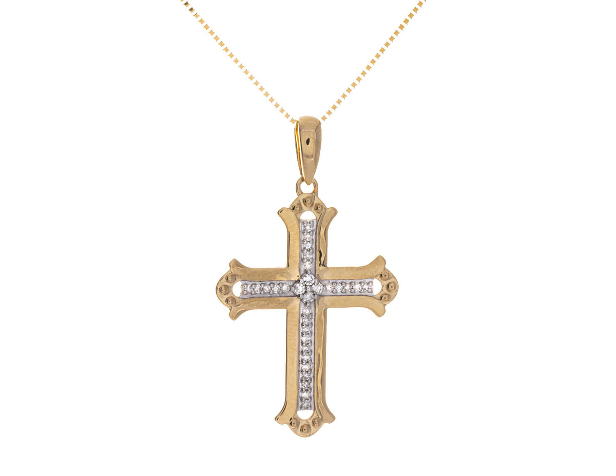 1/10ct. t.w. Diamond Cross Pendant in 10K Yellow Gold