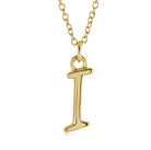 18" Gold Ion-Plated Stainless Steel Cursive Initial "I" Pendant