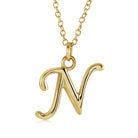 18" Gold Ion-Plated Stainless Steel Cursive Initial "N" Pendant