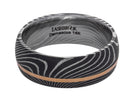 8mm Damascus Steel and 14K Rose Gold Wedding Band