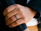 8mm Damascus Steel and 14K Rose Gold Wedding Band