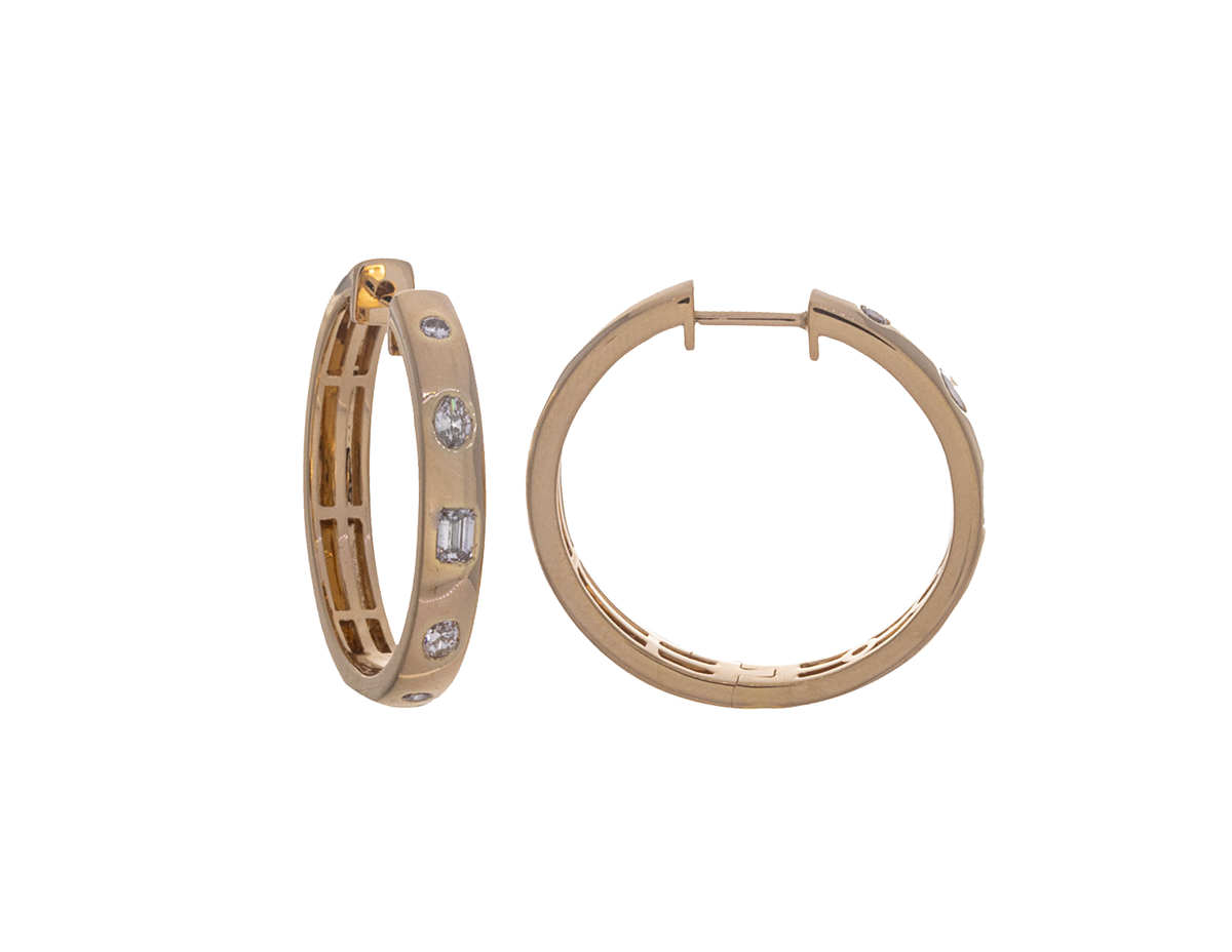 1ct. t.w. Diamond Hoop Earrings in 14K Yellow Gold