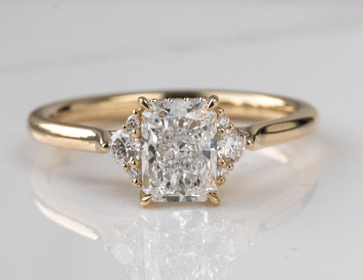 1 1/6ct. t.w. Radiant Cut Newborn Lab Created Diamond Engagement Ring in 14K Yellow Gold