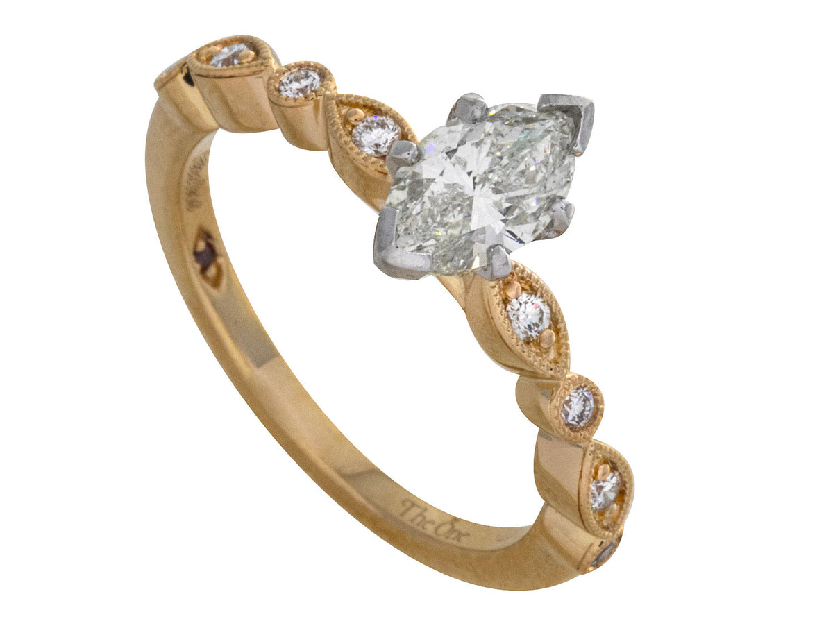 1ct. t.w. Marquise Cut Diamond Engagement Ring in 14K Yellow Gold