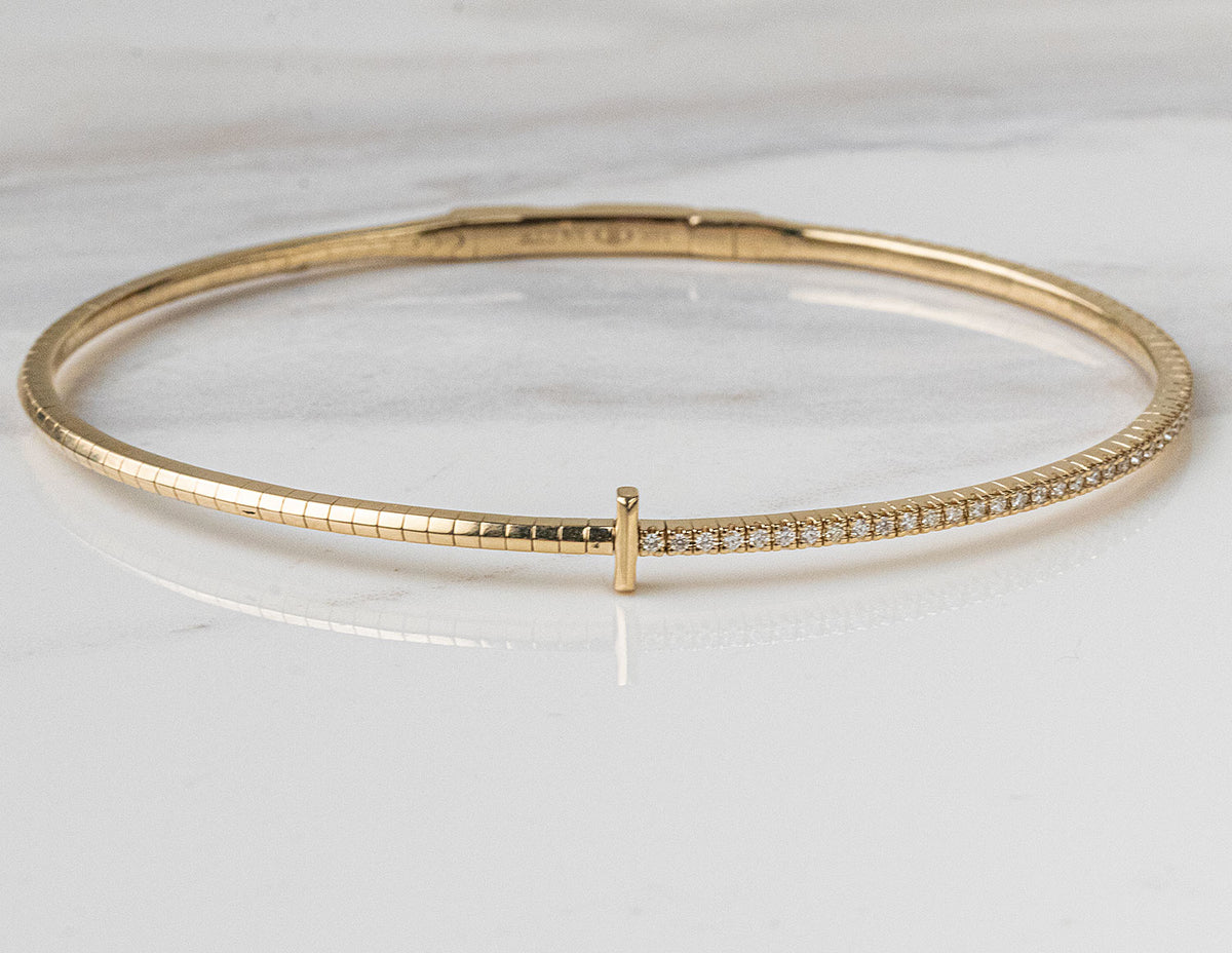 1/4ct. t.w. Diamond Flexie Bangle Bracelet in 14K Yellow Gold
