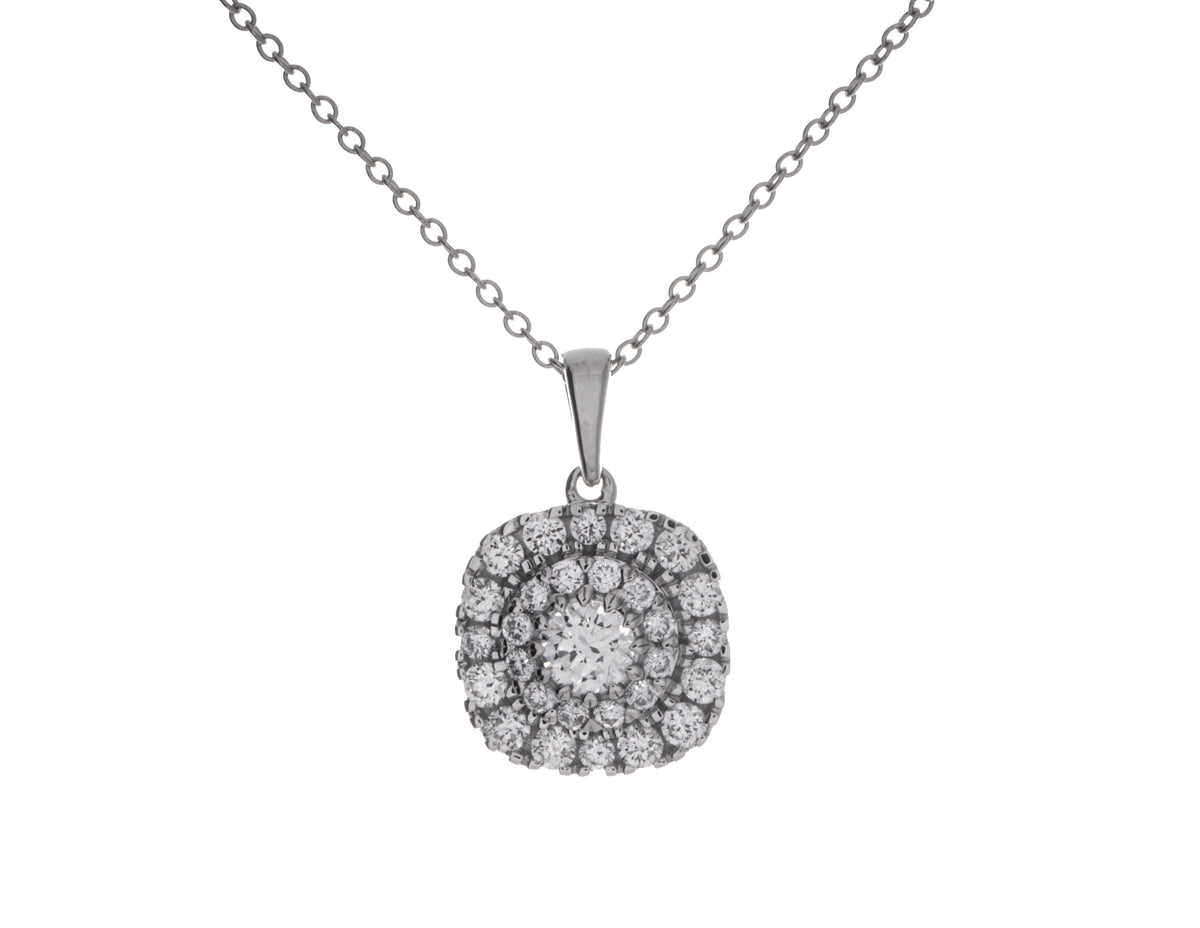 1ct. t.w. Diamond Halo Pendant in 14K White Gold