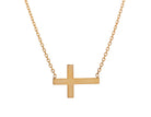 18" Sideways Mini-Cross Necklace in 14K Yellow Gold
